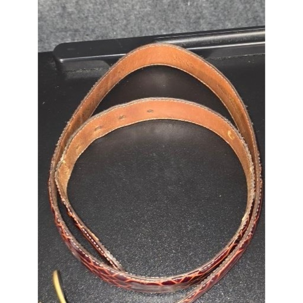 Johnston‎ & Murphy Mens 34 Burgundy Embossed Italian Calfskin Leather Belt USA - Picture 6 of 7